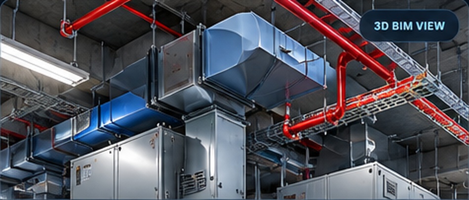 Detailed 3D BIM equipment and duct connections