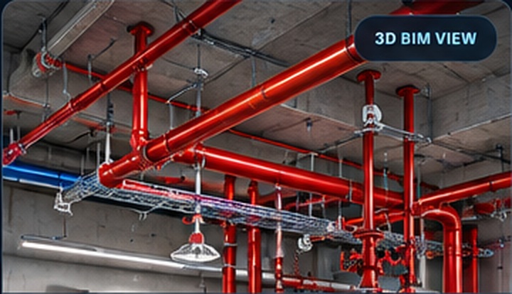 Detailed 3D BIM fire fighting system coordination