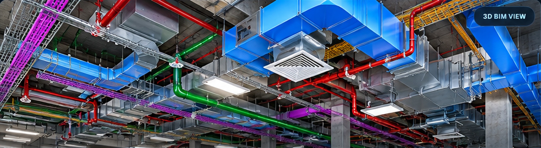 Detailed 3D BIM HVAC and multi-service coordination