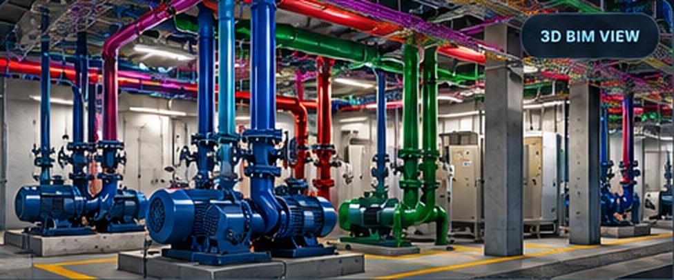 Detailed 3D BIM plant room modeling